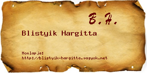 Blistyik Hargitta névjegykártya